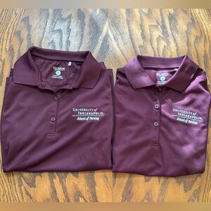 2 UINDY Maroon Nursing Polo Shirts with UINDY Nursing Embroidered Logo